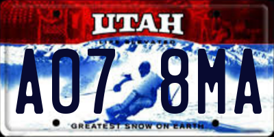 UT license plate A078MA
