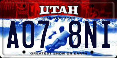 UT license plate A078NI