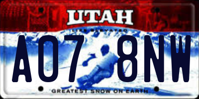 UT license plate A078NW