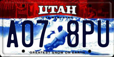 UT license plate A078PU