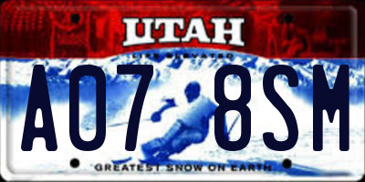 UT license plate A078SM