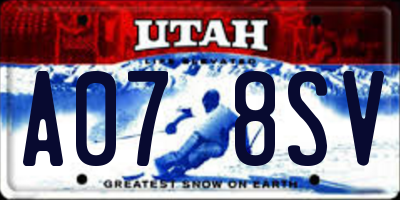 UT license plate A078SV