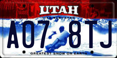 UT license plate A078TJ