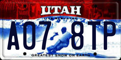 UT license plate A078TP