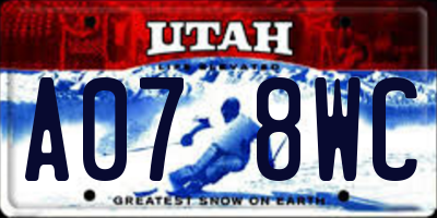 UT license plate A078WC