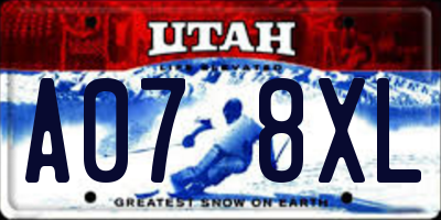 UT license plate A078XL
