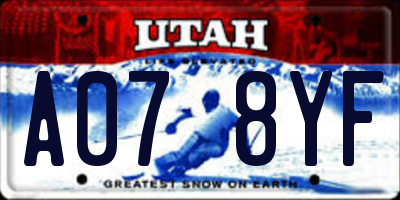 UT license plate A078YF