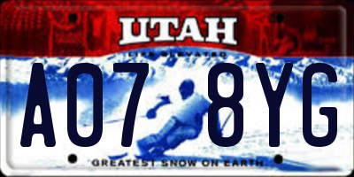 UT license plate A078YG