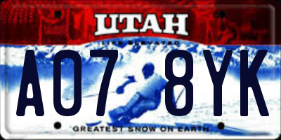 UT license plate A078YK