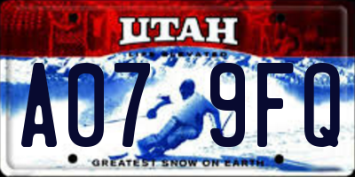 UT license plate A079FQ