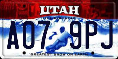 UT license plate A079PJ
