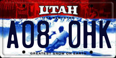 UT license plate A080HK