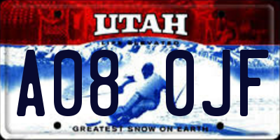 UT license plate A080JF