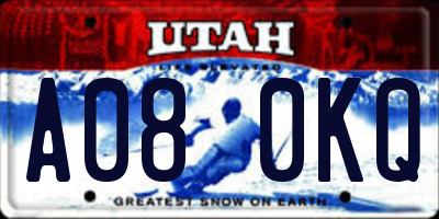 UT license plate A080KQ