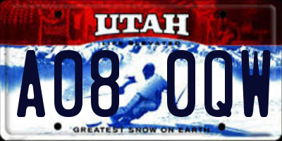 UT license plate A080QW