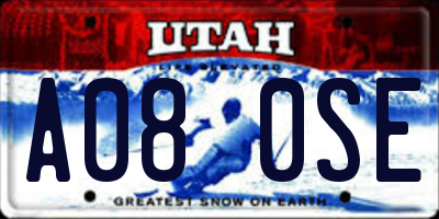 UT license plate A080SE