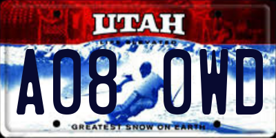UT license plate A080WD