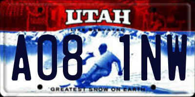 UT license plate A081NW