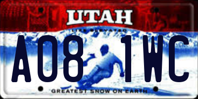 UT license plate A081WC