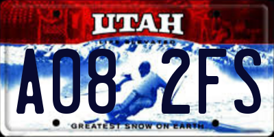 UT license plate A082FS