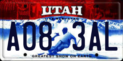 UT license plate A083AL