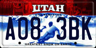 UT license plate A083BK