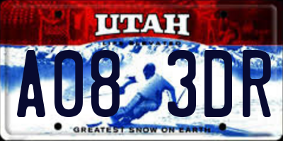 UT license plate A083DR