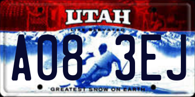 UT license plate A083EJ