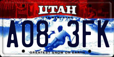 UT license plate A083FK