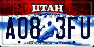 UT license plate A083FU