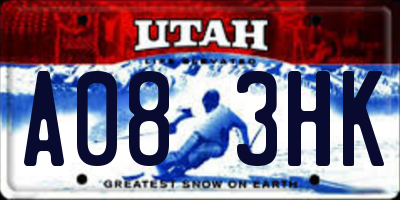 UT license plate A083HK