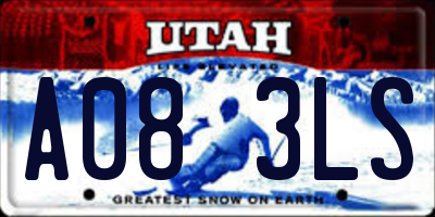 UT license plate A083LS