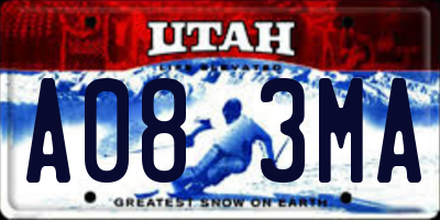 UT license plate A083MA