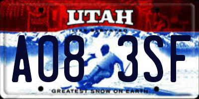 UT license plate A083SF