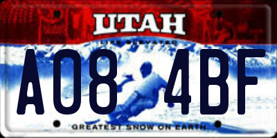 UT license plate A084BF