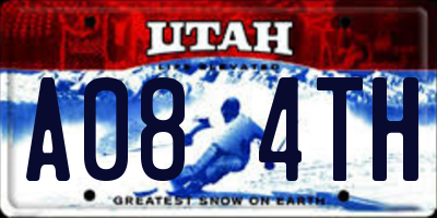 UT license plate A084TH