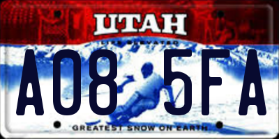 UT license plate A085FA
