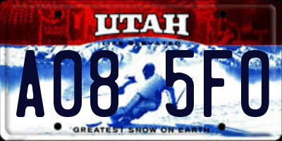 UT license plate A085FO