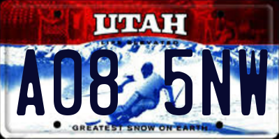 UT license plate A085NW