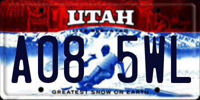 UT license plate A085WL