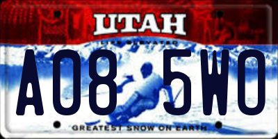 UT license plate A085WO