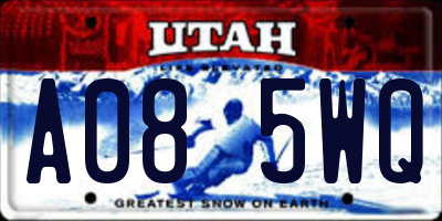 UT license plate A085WQ