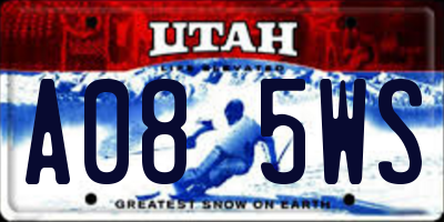UT license plate A085WS