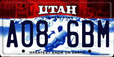 UT license plate A086BM