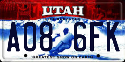 UT license plate A086FK