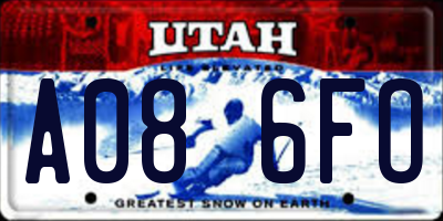 UT license plate A086FO