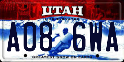 UT license plate A086WA