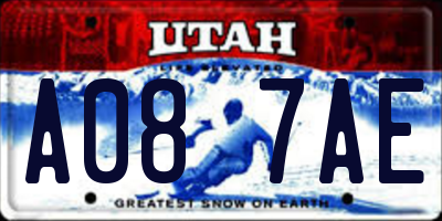 UT license plate A087AE