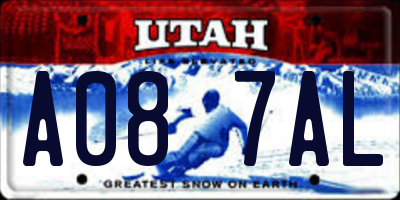 UT license plate A087AL