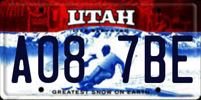 UT license plate A087BE